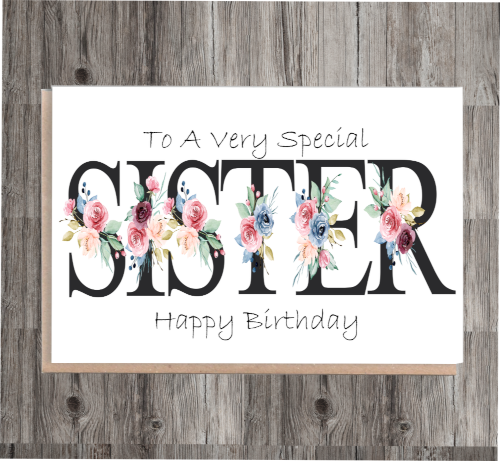 Special Sister Birthday Card, Card for Sister, Birthday Card